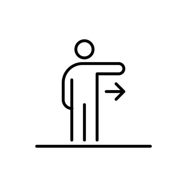 Homem mostrando a direção certa ícone ui pessoas simples linha plana ilustração — Vetor de Stock