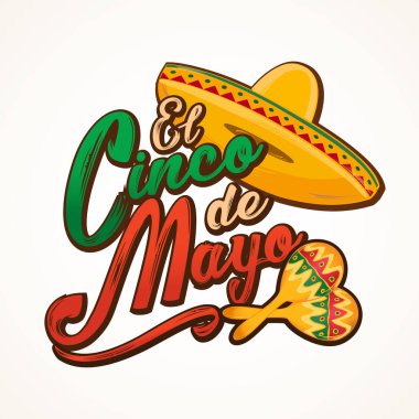 Cinco de Mayo yazı metni vektör çizim tebrik