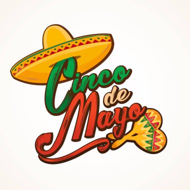 Cinco de Mayo yazı metni vektör çizim tebrik