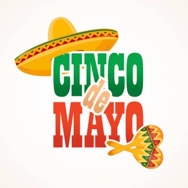 Cinco de Mayo yazı metni vektör çizim tebrik