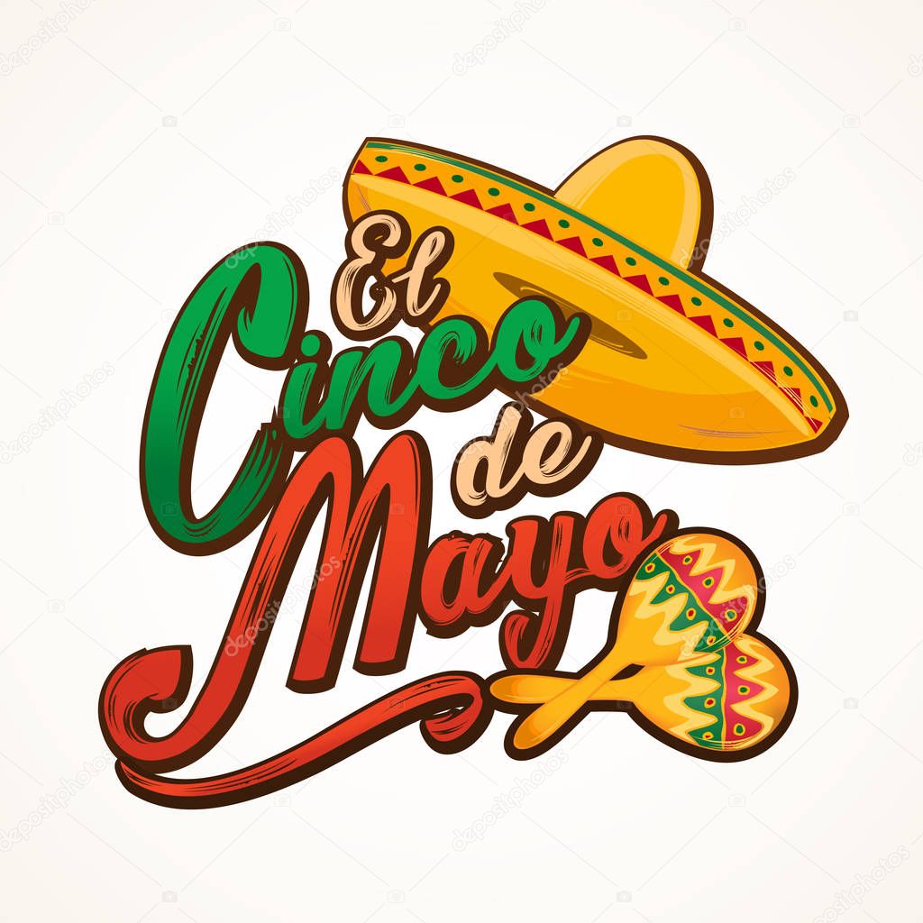Cinco de Mayo lettering greeting text vector illustration