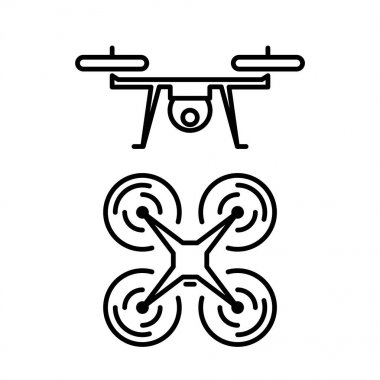 Hava dron simgesi basit düz vektör çizim