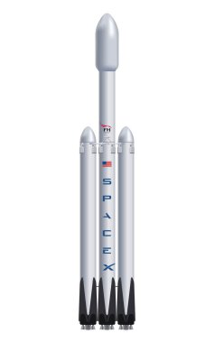 07 Mayıs 2018: İllüstrasyon Spacex tarafından üretilen Şahin ağır roket