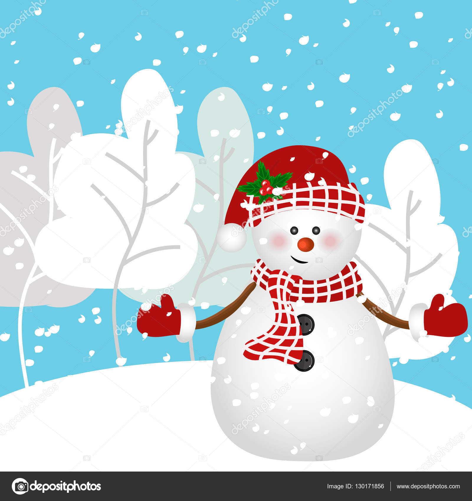 Snowman vector illustration. Winter. Snowman cartoon Stock Vector Image by  ©molnia26 #130171856