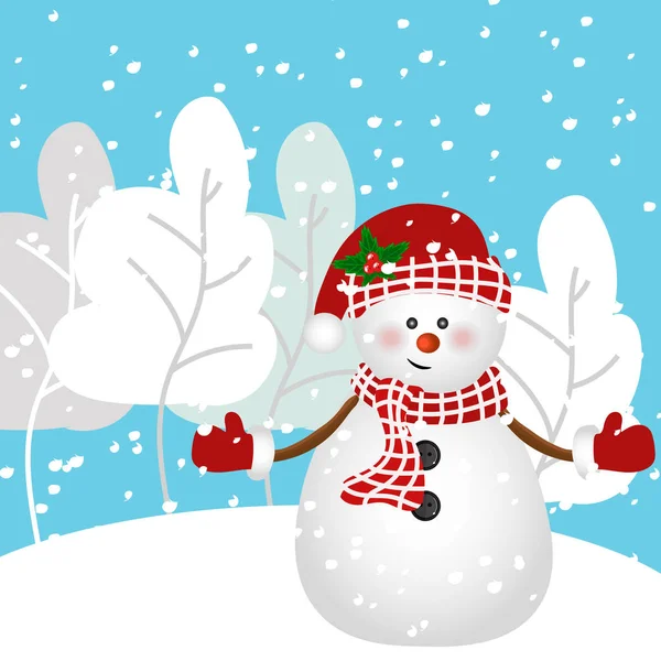 Ilustração vetorial de boneco de neve. Inverno. Desenhos animados do boneco de neve — Vetor de Stock