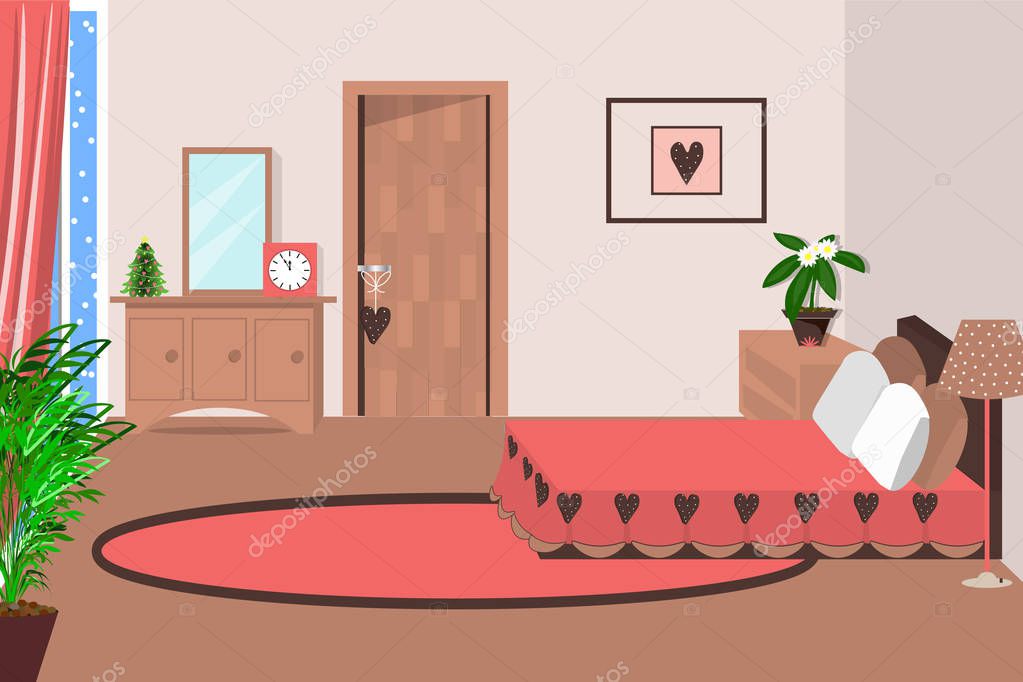 Bedroom Interior Vector Illustration Cartoon The Bathroom