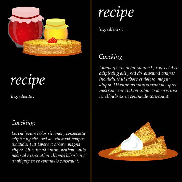 Рецепт. Готовлю блинчики. Шаблон для векторной иллюстрации рецепта
