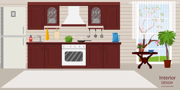 Das Innere der Küche. flachen Stil. Vektorillustration. — Stockvektor
