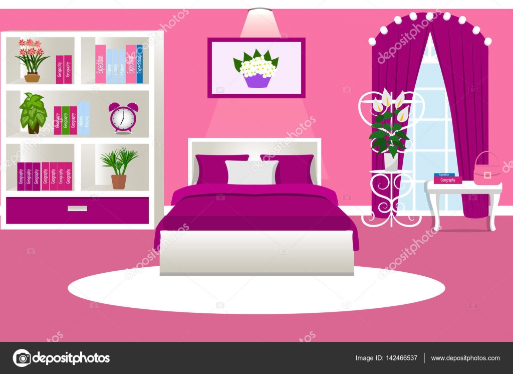 The Interior Of The Bedroom Cozy Room For Girls In Pink