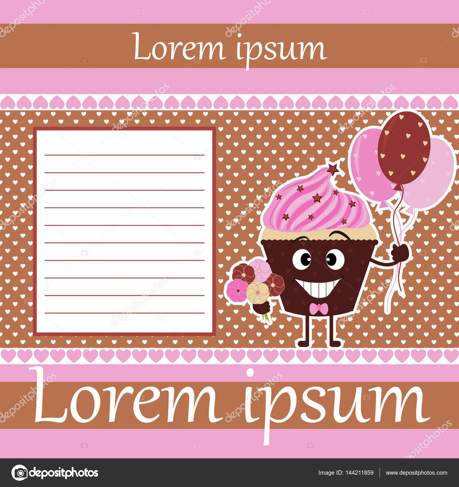 Carte De Joyeux Anniversaire Mignon Petit Gâteau Avec Des