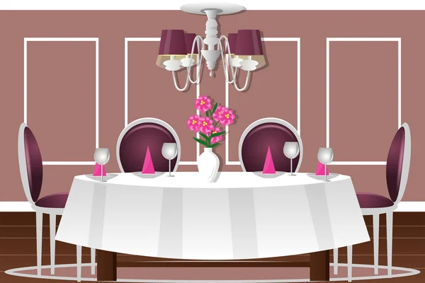 Animado: comedor | El comedor interior. Diseño plano. Dibujos animados