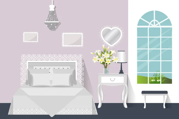 L'intérieur de la chambre. Illustration vectorielle. Chambre avec mobilier . — Image vectorielle