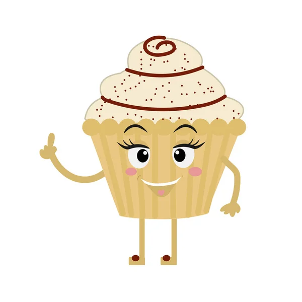 Cara engraçada de cupcake. Desenhos animados. Ilustração vetorial. Adesivo . —  Vetores de Stock