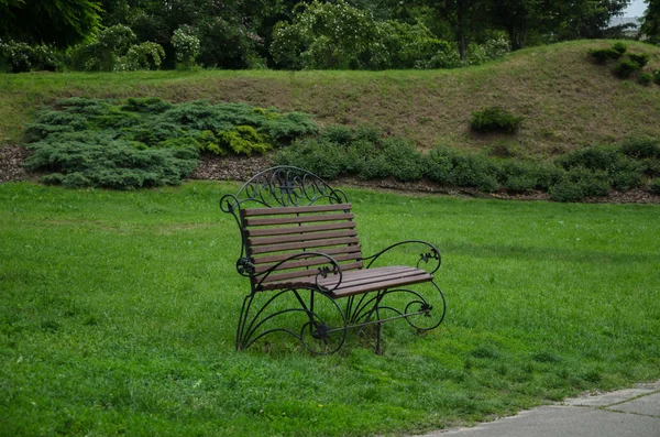 Bench in het park in de zomer — Stockfoto