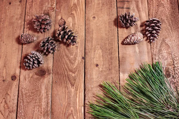 Dekorasi untuk xmas di papan kayu — Stok Foto