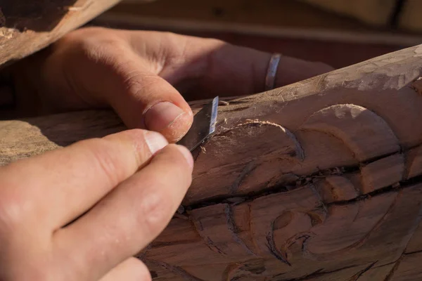 Laboratorio Falegnameria Utensili Lavorazione Della Scultura Legno — Foto Stock