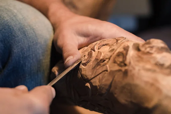 Laboratorio Falegnameria Utensili Lavorazione Della Scultura Legno — Foto Stock