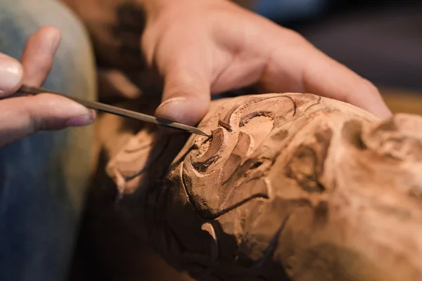 Laboratorio Falegnameria Utensili Lavorazione Della Scultura Legno — Foto Stock