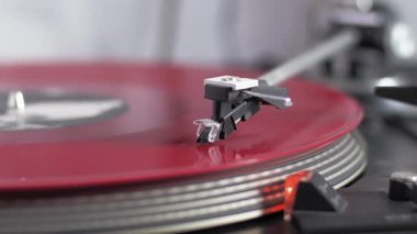 Close up of modern vinyl record player