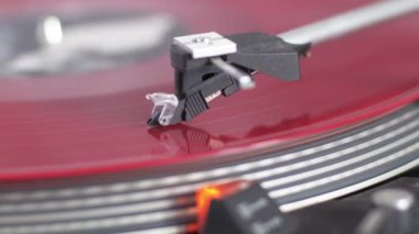 Close up of modern vinyl record player
