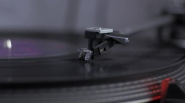 Close up of modern vinyl record player