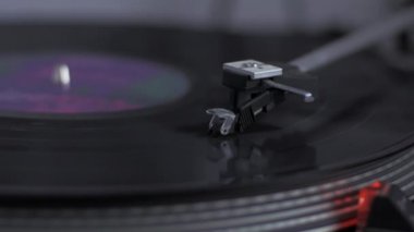 Close up of modern vinyl record player