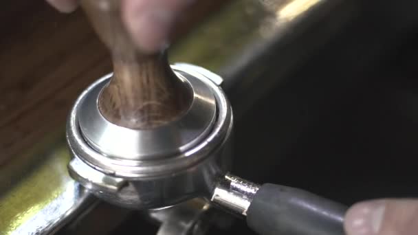 Trabalho Barista Café Processo Preparação Café Perto — Vídeo de Stock