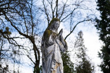 Lviv, Ukrayna - Aralık 2019: Lychakiv Mezarlığı, 18-20 yüzyıl mimari eserleri ve Ukrayna ve Polonya 'nın kültürel ve bilimsel figürlerinin mezarları