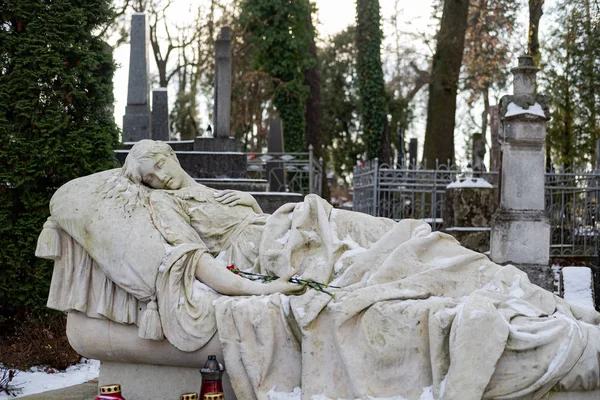 Lviv Ucrânia Dezembro 2019 Lychakiv Cemitério Cemitério Histórico Com Muitos — Fotografia de Stock