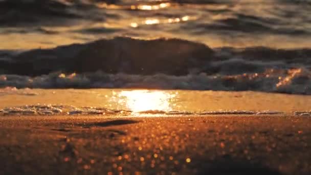 Пейзаж Красивого Золотого Сходу Сонця Березі Моря — стокове відео