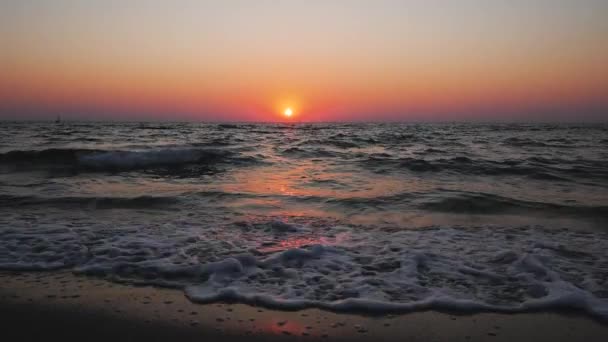 Пейзаж Красивого Золотого Сходу Сонця Березі Моря — стокове відео