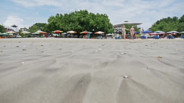 Plážová lehátka a slunečníky na Bali — Stock video