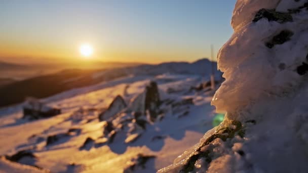 Hermoso atardecer de invierno — Vídeo de stock