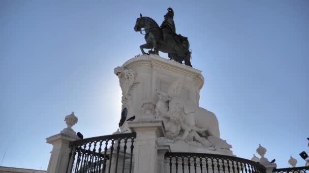 Król Józef I konia statua — Wideo stockowe
