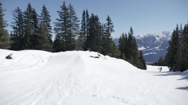 Skifahrer macht Rückwärtssalto im Snowpark — Stockvideo