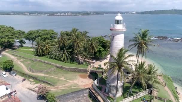 Bir Fener Galle Sri Lanka Hava Görüntüleri Slowmotion Görüntüleri — Stok video