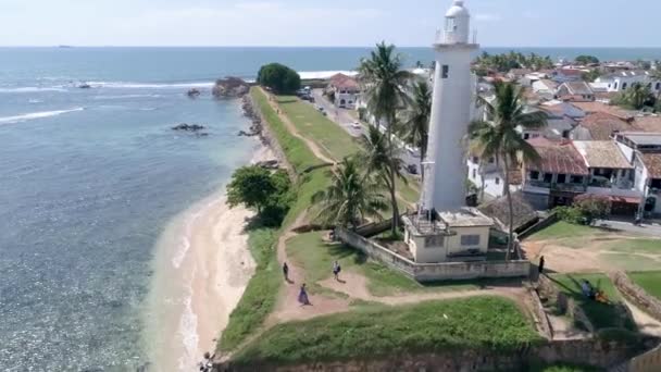 Bir Fener Galle Sri Lanka Hava Görüntüleri Slowmotion Görüntüleri — Stok video