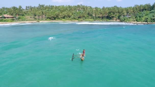 Съемки Воздуха Рыбаков Работе Шри Ланке Замедленная Съемка — стоковое видео