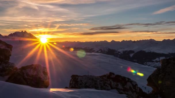 Montañas Invierno Amanecer Timelapse — Vídeo de stock