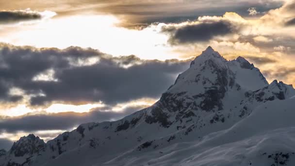 Paisaje Montañas Invierno Siala Hora Del Atardecer — Vídeos de Stock