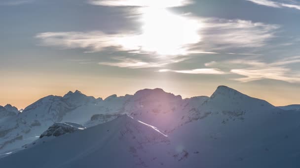 Vinterfjällslandskap Vid Siala Solnedgång — Stockvideo