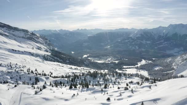 Winterwunderland Schneelandschaft Luftaufnahme — Stockvideo