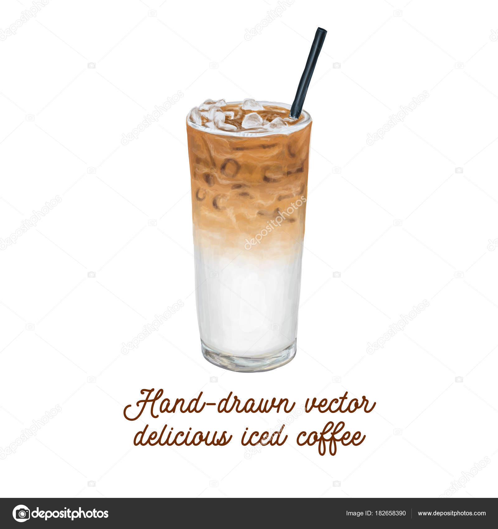 Delicious Tasty Hand Drawn Vector Iced Coffee Stock Delicious Tasty Hand Drawn Vector Iced Coffee Stock