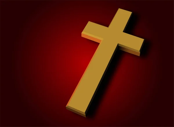 Golden Cross. Realistiska, 3d — Stock vektor