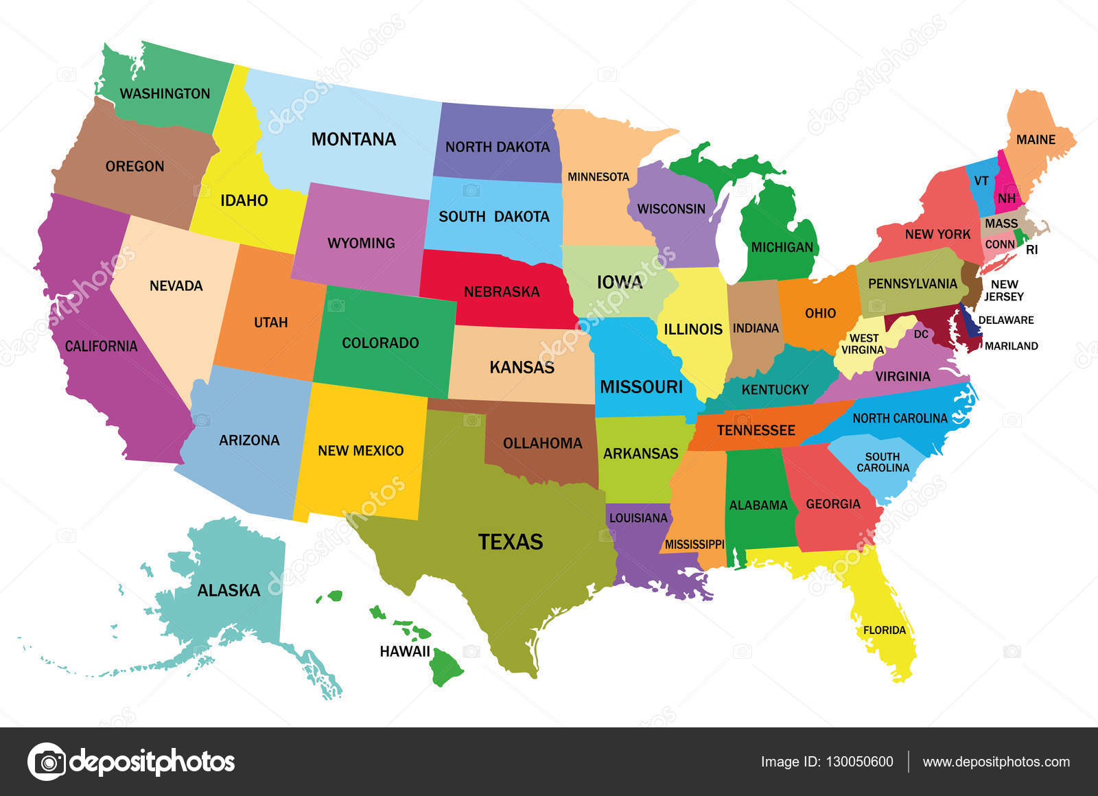 Map of the United States of America - Depositphotos 130050600 Stock Illustration Map Of The United States 