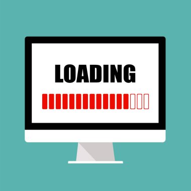 Kırmızı ilerleme çubuğu ile bilgisayar