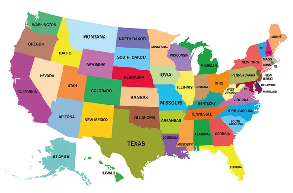 Mapa de los estados unidos de América — Vector de stock