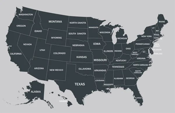 Mapa de los estados unidos de América — Vector de stock