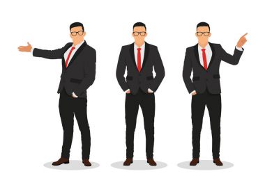 Yakışıklı genç işadamı çeşitli pozlar - hisse senedi vektör .