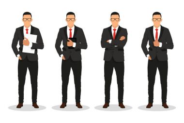 Yakışıklı genç işadamı çeşitli pozlar - hisse senedi vektör .